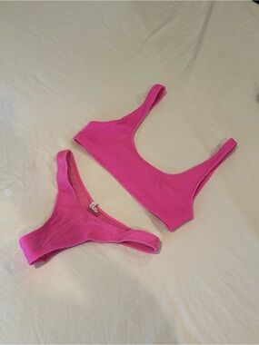 Hot Pink Ribbed Bikini